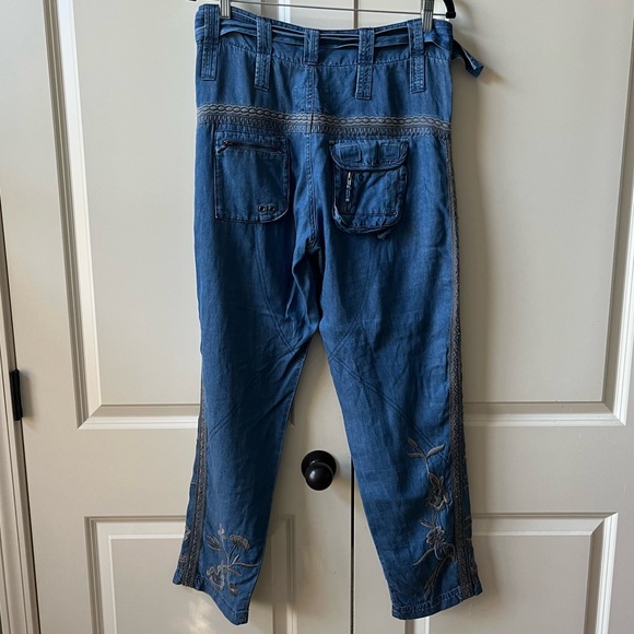 NWT Johnny Was Biya Aventura Embroidered Cargo Denim Pants size 6 - Picture 5 of 16